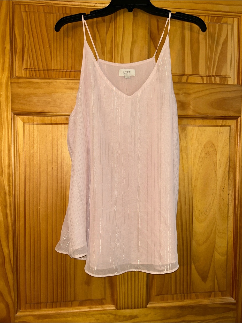 LOFT Light Pink Shimmer V-Neck Spaghetti Strap Camisole